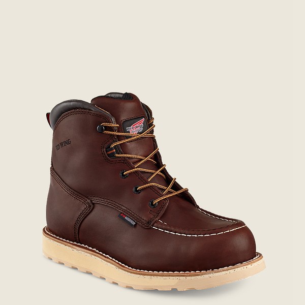 Botas de Seguridad Red Wing Hombre Marrom Oscuro - Traction Tred - 6-Inch Waterproof Toe - 437-FMOHQ